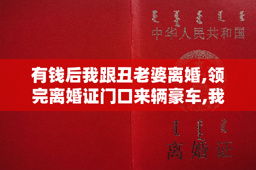 有钱后我跟丑老婆离婚,领完离婚证门口来辆豪车,我由喜转悲