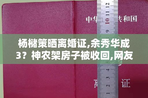 杨槠策晒离婚证,余秀华成3？神农架房子被收回,网友：咎由自取