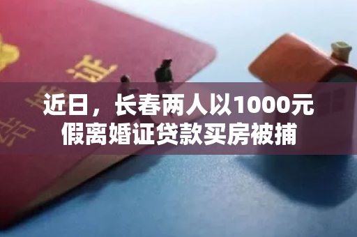 近日，长春两人以1000元假离婚证贷款买房被捕