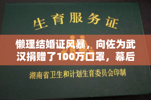 懒理结婚证风暴，向佐为武汉捐赠了100万口罩，幕后故事感人