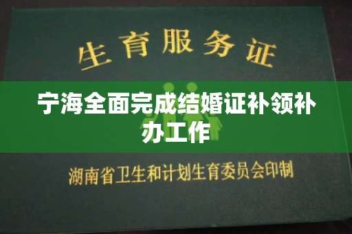 宁海全面完成结婚证补领补办工作