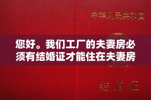 您好。我们工厂的夫妻房必须有结婚证才能住在夫妻房，但是我们夫妻没有结婚证，可以用孩子的出生证明吗？