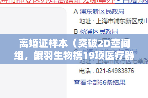 离婚证样本（突破2D空间组，鲲羽生物携19项医疗器械证，推动3D空间组学技术落地｜脑创中心）