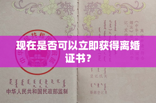 现在是否可以立即获得离婚证书？