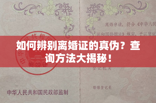 如何辨别离婚证的真伪？查询方法大揭秘！